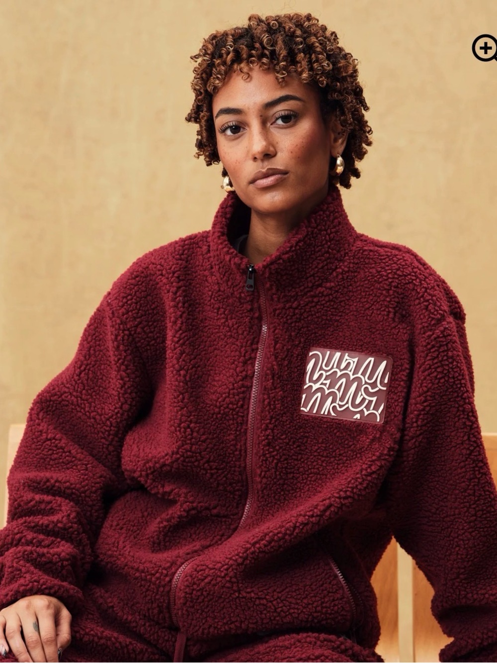 Women's Sherpa Zip-Up Jacket in Burgundy
